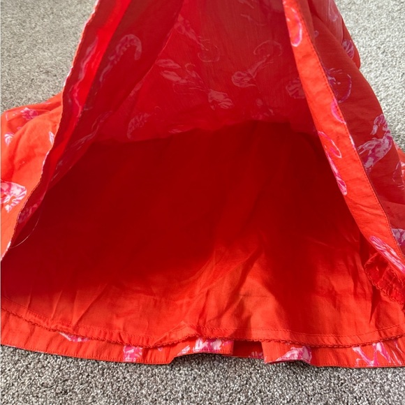 MAEVE ANTHROPOLOGIE Mini Dress Flirty Wrap Sea Shrimp Lobster Orange Dress Sz XS - Picture 6 of 10